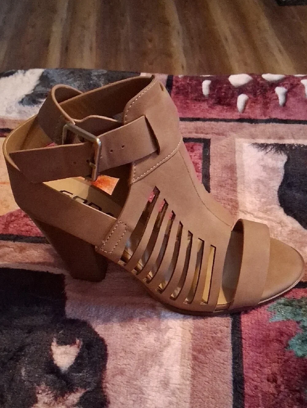 Soda Tan Strappy Block Heel Sandals